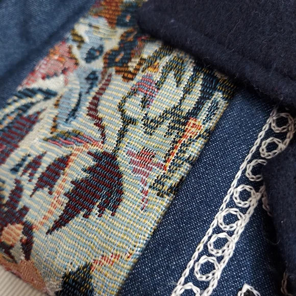 Vtg Tapestry Patchwork Button Jacket Large Embroidered‎ Bobo Folk Artsy Art Wear - Picture 2 of 8